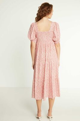 Gipeli Çıtır Çiçek Desenli Uzun Elbise - 14