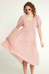 Gipeli Çıtır Çiçek Desenli Uzun Elbise - 10