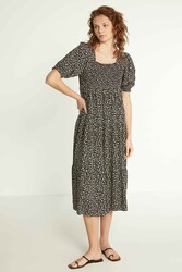 Gipeli Çıtır Çiçek Desenli Uzun Elbise - 5