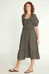 Gipeli Çıtır Çiçek Desenli Uzun Elbise - 6