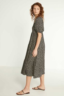 Gipeli Çıtır Çiçek Desenli Uzun Elbise - 7