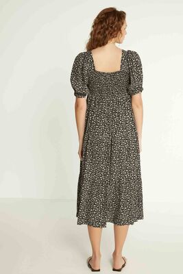 Gipeli Çıtır Çiçek Desenli Uzun Elbise - 9