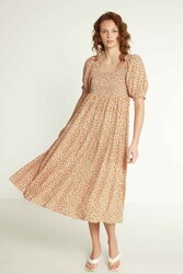 Gipeli Çıtır Çiçek Desenli Uzun Elbise - 16