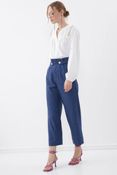 Gold Düğme Detaylı Pantolon - 3