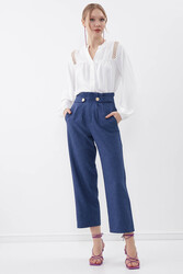 Gold Düğme Detaylı Pantolon - 4