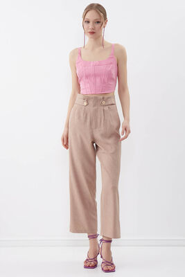 Gold Düğme Detaylı Pantolon - 11