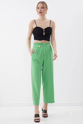 Gold Düğme Detaylı Pantolon - 16