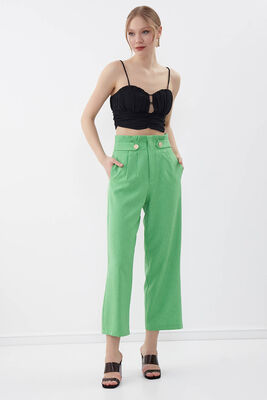 Gold Düğme Detaylı Pantolon - 19