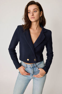 Gold Düğmeli Astarlı Triko Ceket - Thumbnail (7)