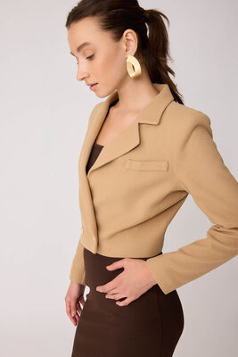 Gold Düğmeli Astarlı Triko Ceket - Thumbnail (17)