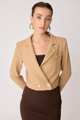 Gold Düğmeli Astarlı Triko Ceket - Thumbnail (18)