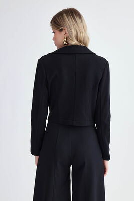 Gold Düğmeli Kruvaze Crop Ceket - Thumbnail (4)