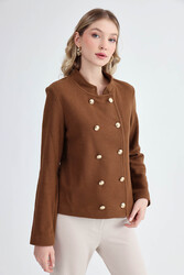 Gold Düğmeli Triko Ceket - 4