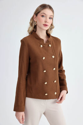 Gold Düğmeli Triko Ceket - Thumbnail (3)