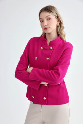 Gold Düğmeli Triko Ceket - Thumbnail (8)