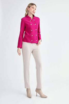 Gold Düğmeli Triko Ceket - Thumbnail (7)