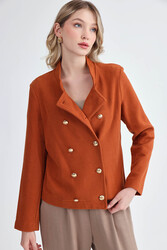 Gold Düğmeli Triko Ceket - 11