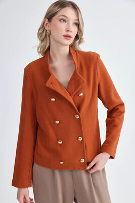 Gold Düğmeli Triko Ceket - Thumbnail (10)