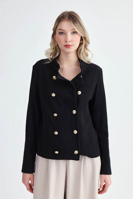 Gold Düğmeli Triko Ceket - Thumbnail (15)