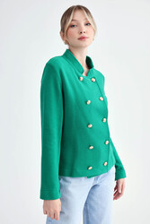 Gold Düğmeli Triko Ceket - 23