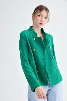 Gold Düğmeli Triko Ceket - Thumbnail (23)