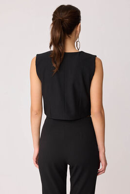 Gümüş Düğmeli Crop Yelek - Thumbnail (4)