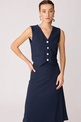 Gümüş Düğmeli Crop Yelek - Thumbnail (13)