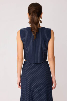 Gümüş Düğmeli Crop Yelek - Thumbnail (15)