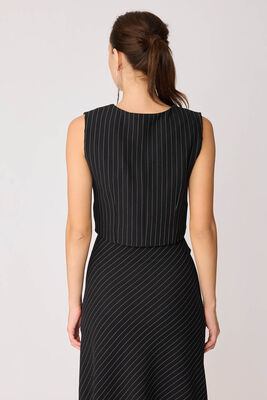 Gümüş Düğmeli Crop Yelek - Thumbnail (20)