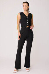 Gümüş Düğmeli Crop Yelek - Thumbnail (21)