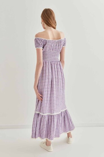 Güpür Şerit Detaylı Uzun Country Elbise - 3