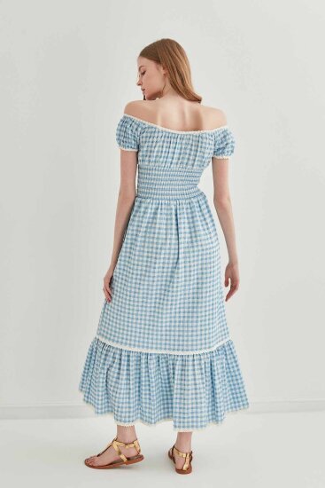 Güpür Şerit Detaylı Uzun Country Elbise - 11