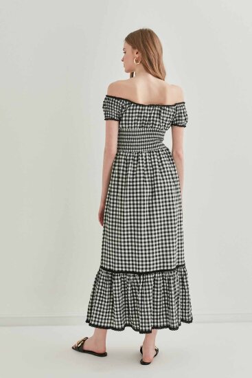 Güpür Şerit Detaylı Uzun Country Elbise - 21