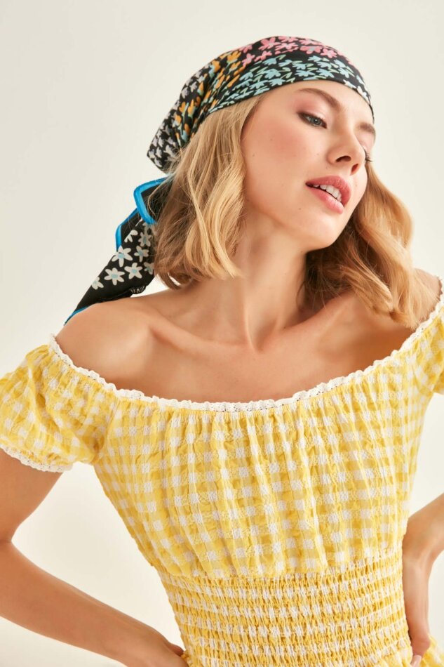 Güpür Şerit Detaylı Uzun Country Elbise - 23