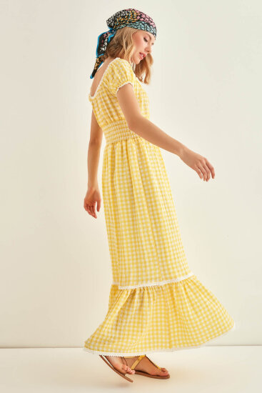 Güpür Şerit Detaylı Uzun Country Elbise - 24