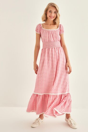 Güpür Şerit Detaylı Uzun Country Elbise - 26