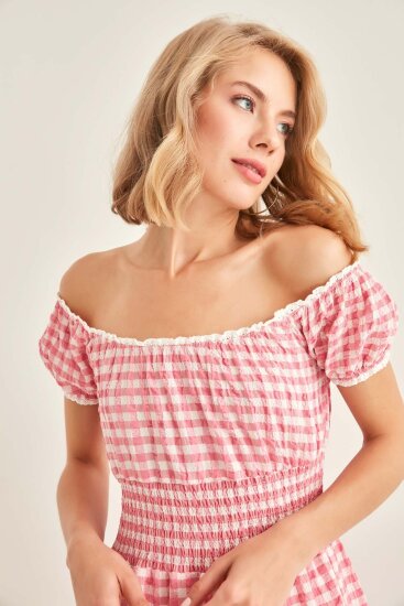 Güpür Şerit Detaylı Uzun Country Elbise - 27