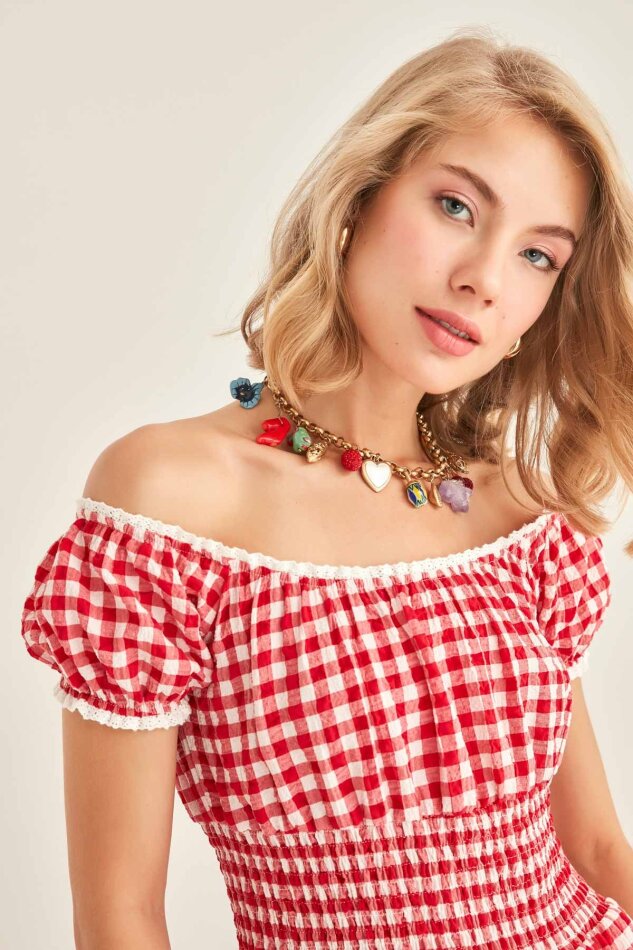 Güpür Şerit Detaylı Uzun Country Elbise - 32