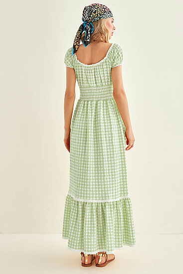 Güpür Şerit Detaylı Uzun Country Elbise - 39