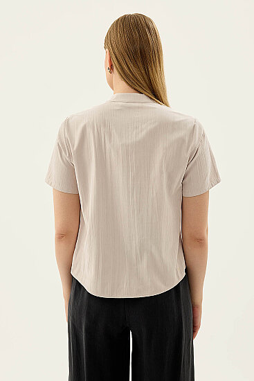 Hakim Yaka Önü Düğmeli Bluz - 15