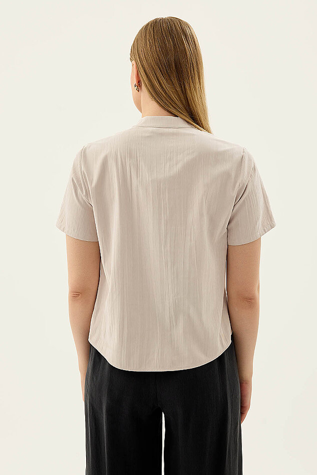 Hakim Yaka Önü Düğmeli Bluz - 15