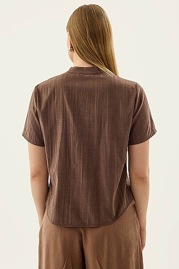 Hakim Yaka Önü Düğmeli Bluz - 20