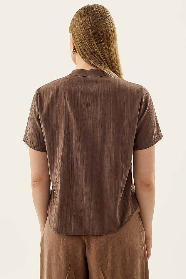 Hakim Yaka Önü Düğmeli Bluz - 20