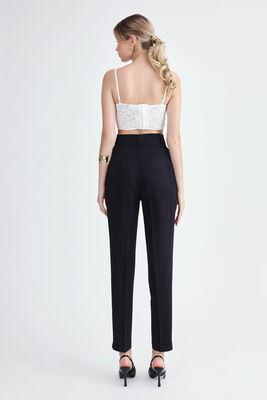 Havuç Kesim Tek Pilili Pantolon - Thumbnail (4)