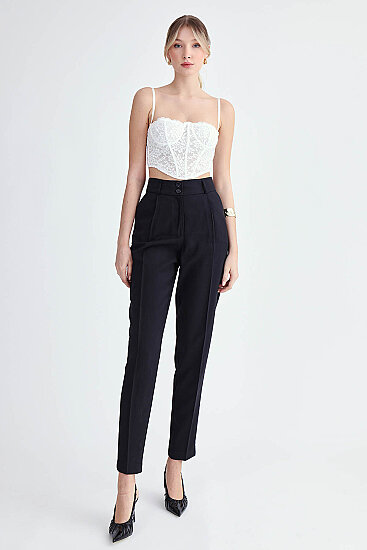 Havuç Kesim Tek Pilili Pantolon - 1