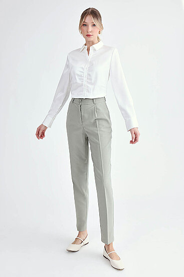 Havuç Kesim Tek Pilili Pantolon - 11