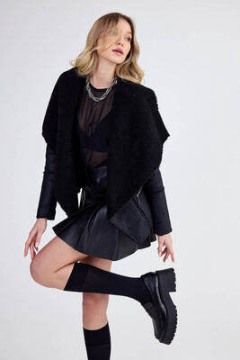 İçi Kürklü Şal Yaka Nubuk Ceket - Thumbnail (2)