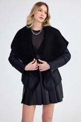 İçi Kürklü Şal Yaka Nubuk Ceket - 4