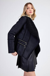 İçi Kürklü Şal Yaka Nubuk Ceket - 5