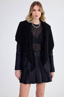 İçi Kürklü Şal Yaka Nubuk Ceket - Thumbnail (6)